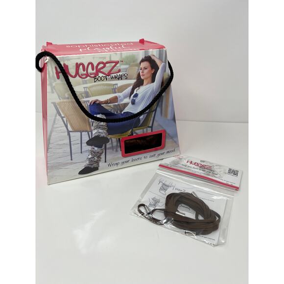 Huggrz Boot Wraps Leg Warmers with Crisscross Suede Lacing Ties NEW - Picture 2 of 3